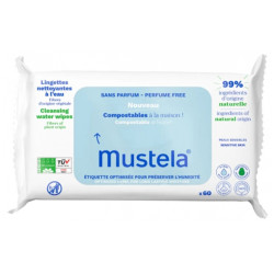 LINGETTES NETTOYANTES à l'eau 60 lingettes MUSTELA