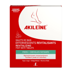 GALETS DE BAIN EFFERVESCENTS REVITALISANTS 6X20G PIEDS CHEVILLES FATIGUES AKILEINE