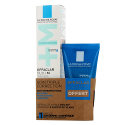 EFFACLAR DUO + M SOIN TRIPLE CORRECTION ANTI-IMPERFECTIONS  40ML + GEL MOUSSANT OFFERT LA ROCHE POSAY