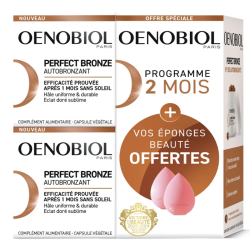 SOLAIRE PERFECT BRONZE AUTOBRONZANT 2X30 CAPS + EPONGES KONJAC OFFERTES OENOBIOL