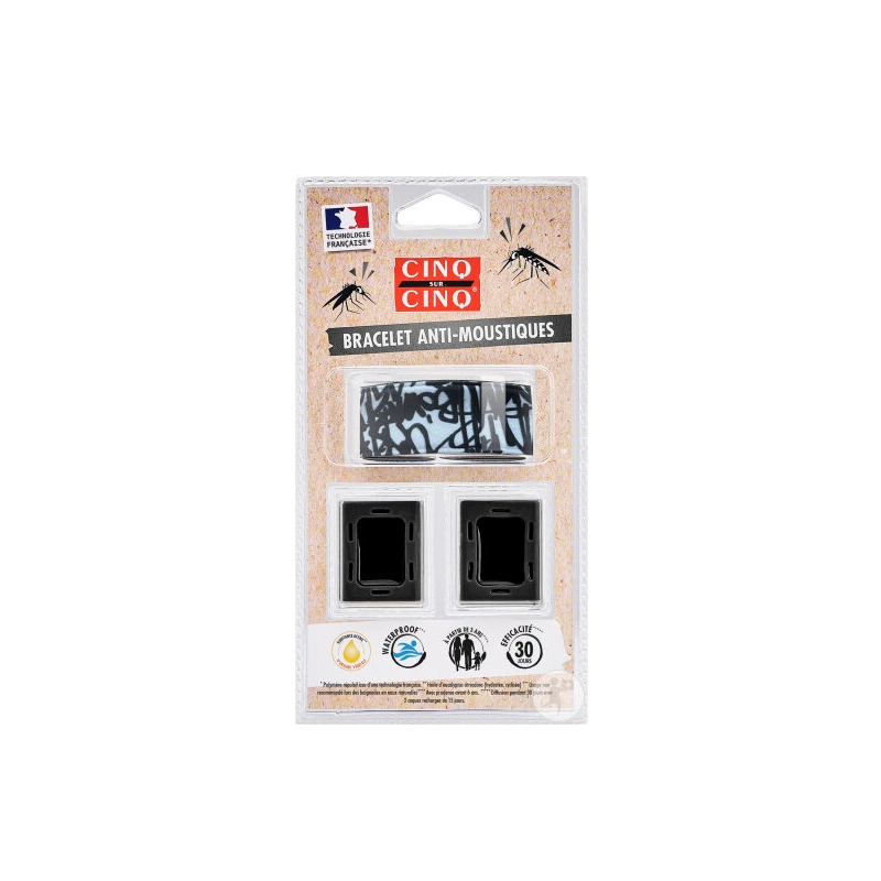 CINQ SUR CINQ BRACELET ANTI MOUSTIQUES NOIR GRAPHITI CINQ SUR CINQ BRACELET ANTI MOUSTIQUES NOIR GRAPHITI