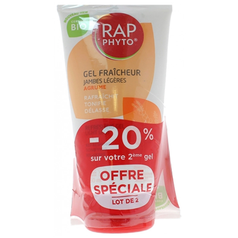 RAP PHYTO GEL FRAÎCHEUR BIO AGRUMES JAMBES LEGERES LOT DE 2 X 150ML