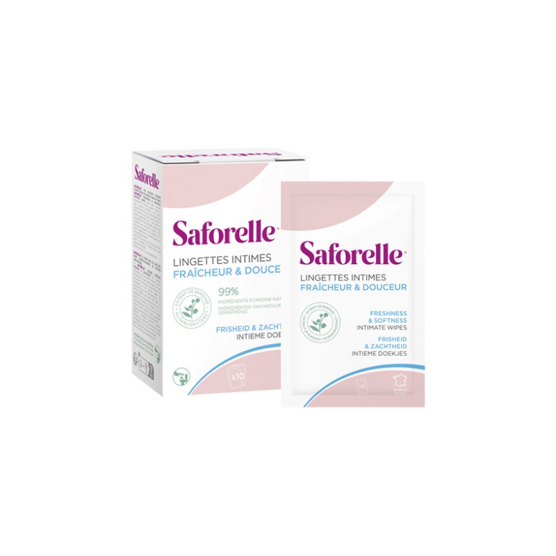 LINGETTES INTIMES  FRAICHEUR ET DOUCEUR X 10 SACHETS SAFORELLE