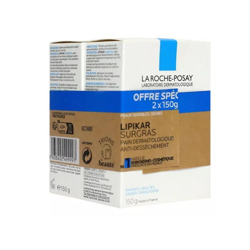 LIPIKAR PAINS SURGRAS LOT 2x150 G LA ROCHE POSAY LIPIKAR PAINS SURGRAS LOT 2x150 G LA ROCHE POSAY
