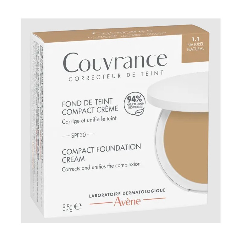 COUVRANCE FOND DE TEINT COMPACT CREME 1.1 NATUREL SPF30 8.5G AVENE COUVRANCE FOND DE TEINT COMPACT CREME 1.1 NATUREL SPF30 8.5G AVENE