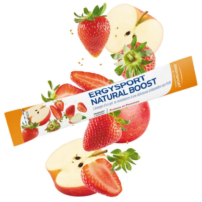 ERGYSPORT NATURAL BOOST FRAISES POMMES 1 STICK 30 G NUTERGIA