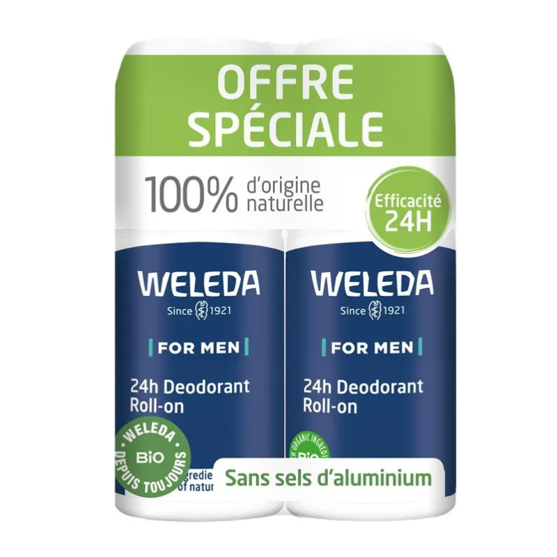 DEODORANT HOMME LOT DE 2 ROLL ON 50ML WELEDA