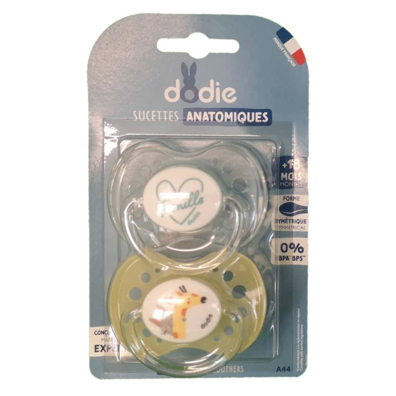 SUCETTE ANATOMIQUE +18 MOIS SILICONE FAN LOT DE 2 DODIE SUCETTE ANATOMIQUE +18 MOIS SILICONE FAN LOT DE 2 DODIE