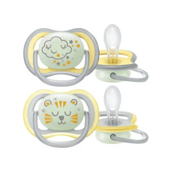 SUCETTES ULTRA AIR NIGHTTIME COLORIS JAUNE 18 mois + AVENT
