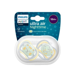 SUCETTES ULTRA AIR NIGHTTIME COLORIS JAUNE 18 mois + AVENT