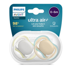 SUCETTES ULTRA AIR COLORIS BLANC JAUNE 0 - 6 mois AVENT