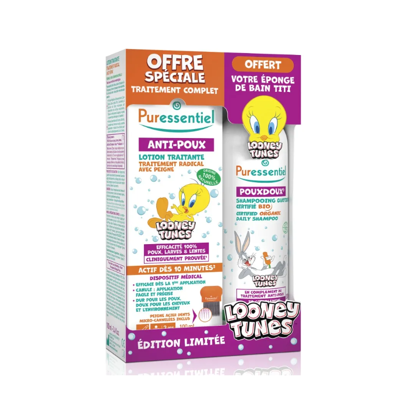 COFFRET ANTI POUX LOTION + SHAMPOOING LOONEY TUNES PURESENTIEL COFFRET ANTI POUX LOTION + SHAMPOOING LOONEY TUNES PURESENTIEL