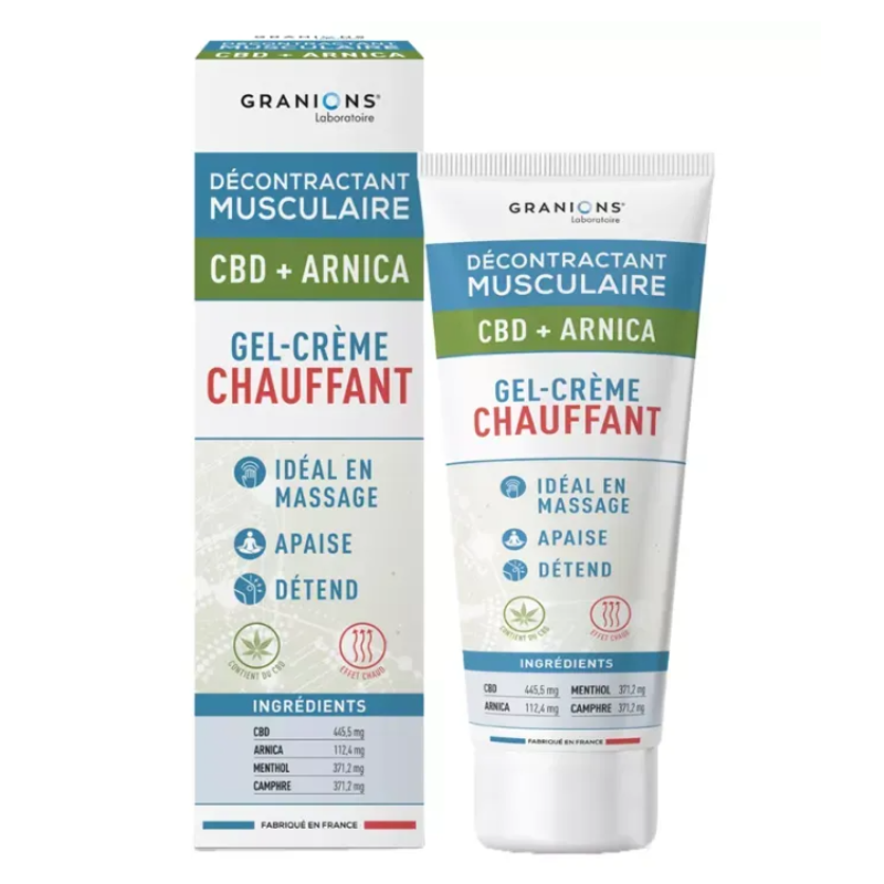 CBD + ARNICA GEL CREME CHAUFFANT 75ML GRANIONS CBD + ARNICA GEL CREME CHAUFFANT 75ML GRANIONS