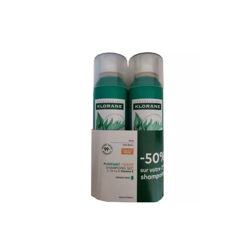 SHAMPOOING SEC PURIFIANT A L'ORTIE TEINTÉ CHEVEUX BRUNS LOT DE 2 X 150ML KLORANE SHAMPOOING SEC PURIFIANT A L'ORTIE TEINTÉ CHEVEUX BRUNS LOT DE 2 X 150ML KLORANE