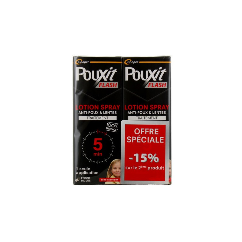 LOTION SPRAY FLASH ANTI POUX et LENTES LOT 2X150ML POUXIT