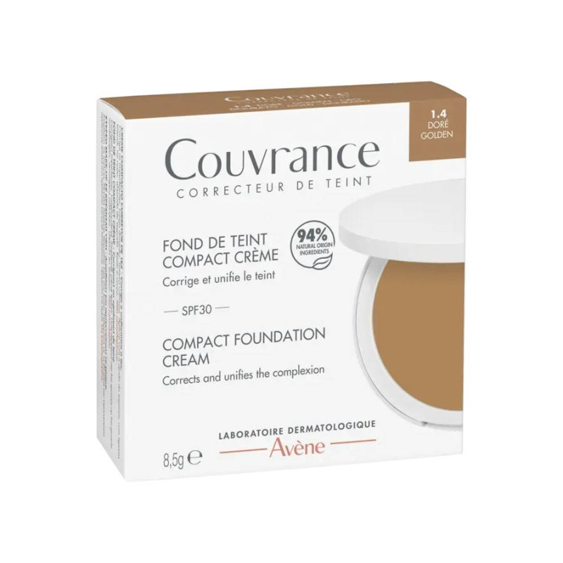 COUVRANCE FOND DE TEINT COMPACT CREME 1.4 DORÉ SPF30 8.5G AVENE