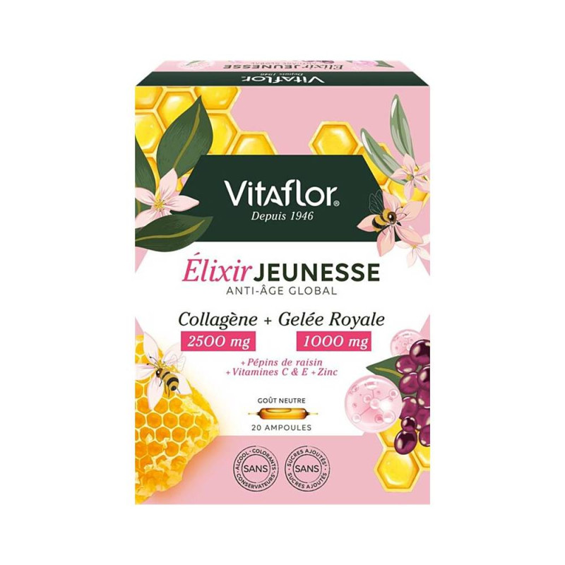 ELIXIR DE JEUNESSE COLLAGENE + GELEE ROYALE 20 AMPOULES VITAFLOR