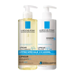 LOT LIPIKAR AP+ HUILE LAVANTE RELIPIDANTE + BAUME AP+M 2X400ML LA ROCHE POSAY