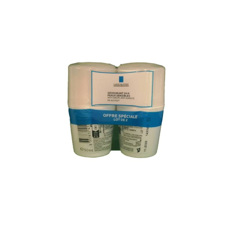 DEODORANT 24H PEAUX SENSIBLES LOT DE 2 ROLL ON DE 50ML LA ROCHE POSAY