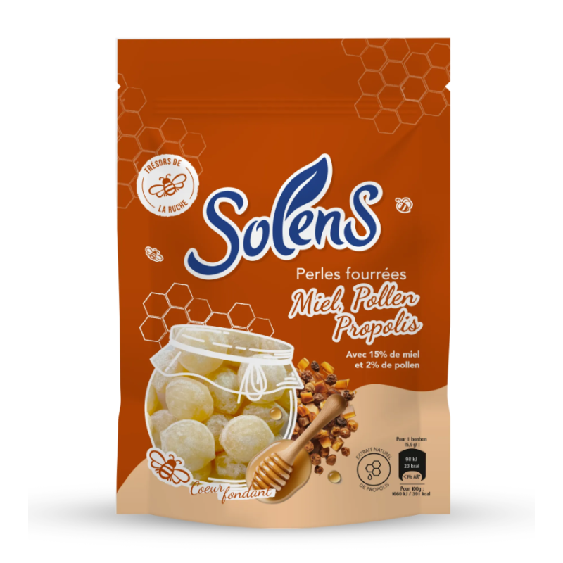 PERLES FOURRÉES MIEL POLLEN PROPOLIS 100G SOLENS PERLES FOURRÉES MIEL POLLEN PROPOLIS 100G SOLENS