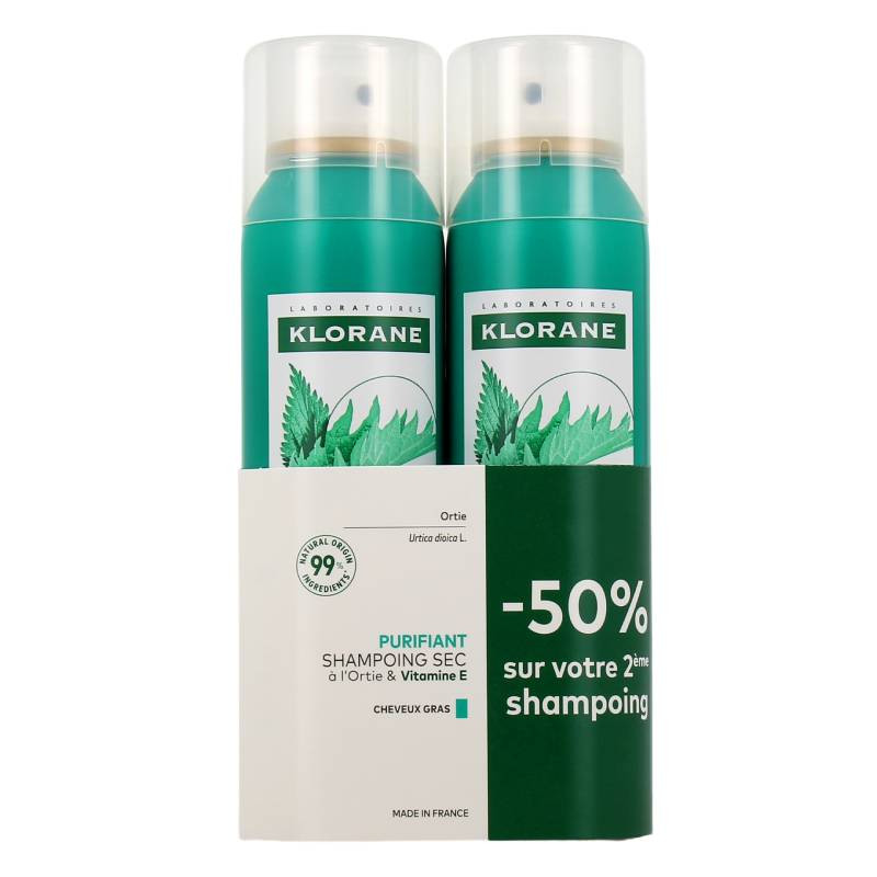 SHAMPOOING SEC PURIFIANT A L'ORTIE LOT DE 2 X 150ML KLORANE SHAMPOOING SEC PURIFIANT A L'ORTIE LOT DE 2 X 150ML KLORANE