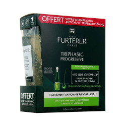 TRIPHASIC PROGRESSIVE TRAITEMENT ANTI CHUTE 8 FLACONNETTES  + SHAMPOOING  ANTICHUTE TRIPHASIC 100ml Offert FURTERER