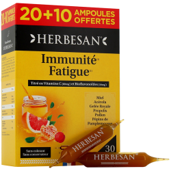 FATIGUE IMMUNITÉ 30 AMPOULES HERBESAN