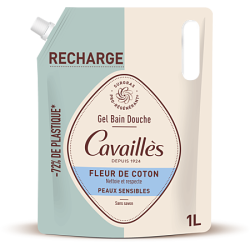 RECHARGE GEL BAIN DOUCHE FLEUR DE COTON 1L ROGE CAVAILLES
