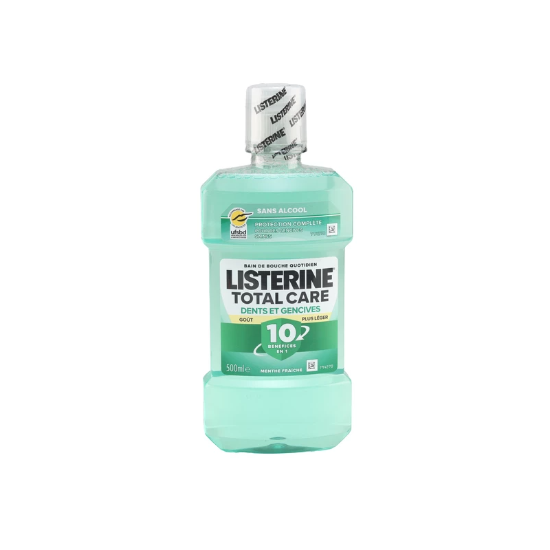 BAIN DE BOUCHE TOTAL CARE DENTS ET GENCIVES MENTHE FRAICHE LEGERE SANS ALCOOL 500ML LISTERINE