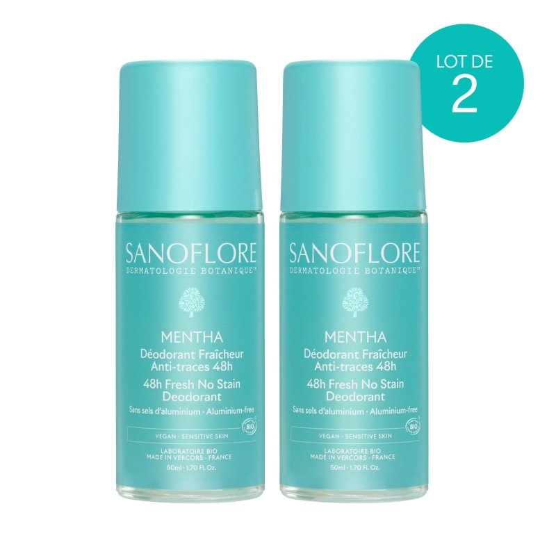 DEODORANT ROLL ON MENTHA RECHARGEABLE LOT 2X50ML SANOFLORE