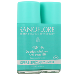 DEODORANT ROLL ON MENTHA RECHARGEABLE LOT 2X50ML SANOFLORE