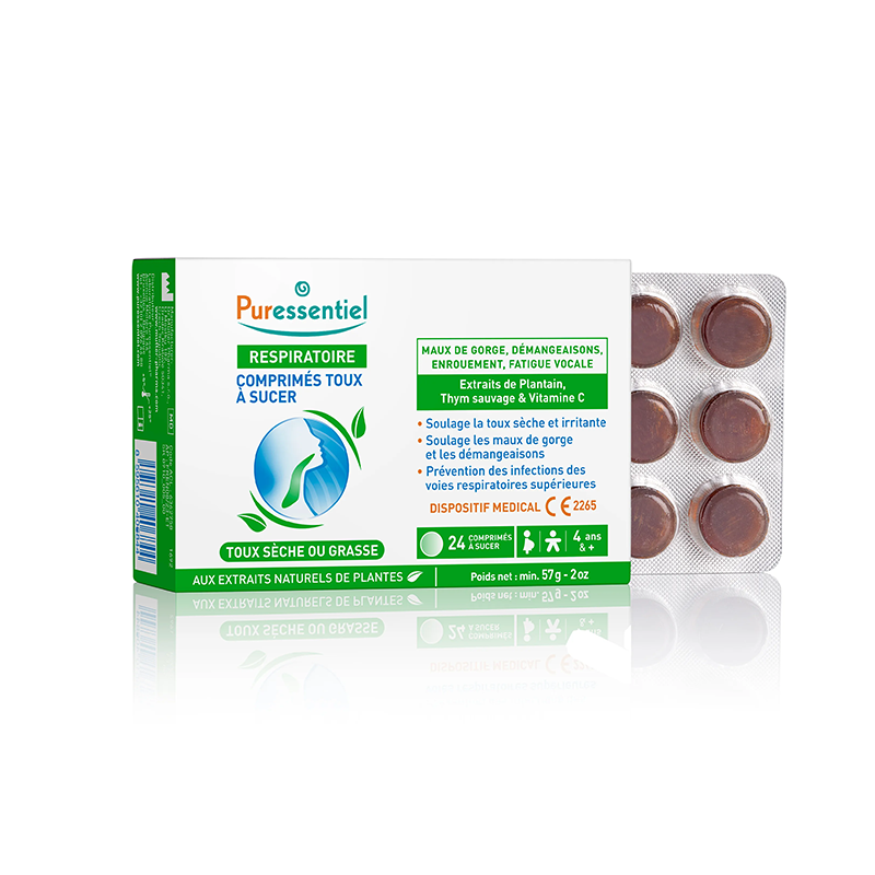 RESPIRATOIRE TOUX SECHE OU GRASSE 24 COMPRIMES à SUCER PURESSENTIEL RESPIRATOIRE TOUX SECHE OU GRASSE 24 COMPRIMES à SUCER PURESSENTIEL