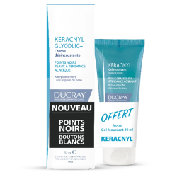 KERACNYL GLYCOLIC+ CREME DESINCRUSTANTE 30ML +GEL MOUSSANT 40ML OFFERT DUCRAY