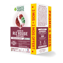 LEVURE DE RIZ ROUGE & ARTICHAUT 90 comprimés + 30 offerts SANTE VERTE