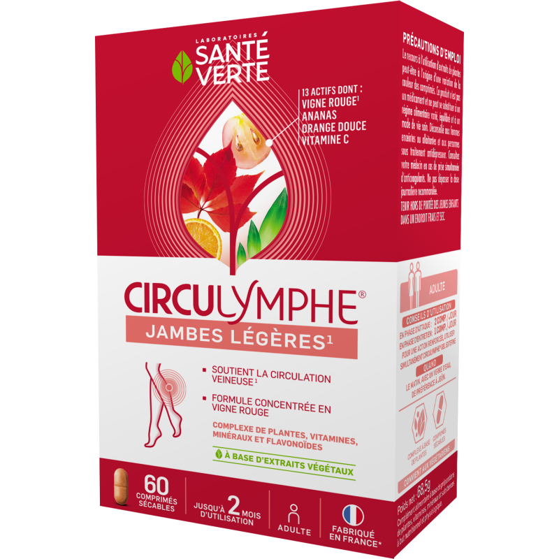 CIRCULYMPHE JAMBES LEGERES 60 COMPRIMES SANTE VERTE CIRCULYMPHE JAMBES LEGERES 60 COMPRIMES SANTE VERTE