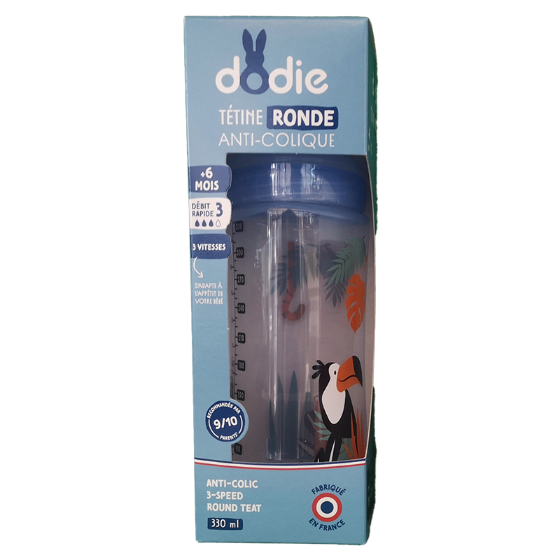 BIBERON TETINE RONDE ANTI COLIQUE + 6 MOIS 330ML DODIE