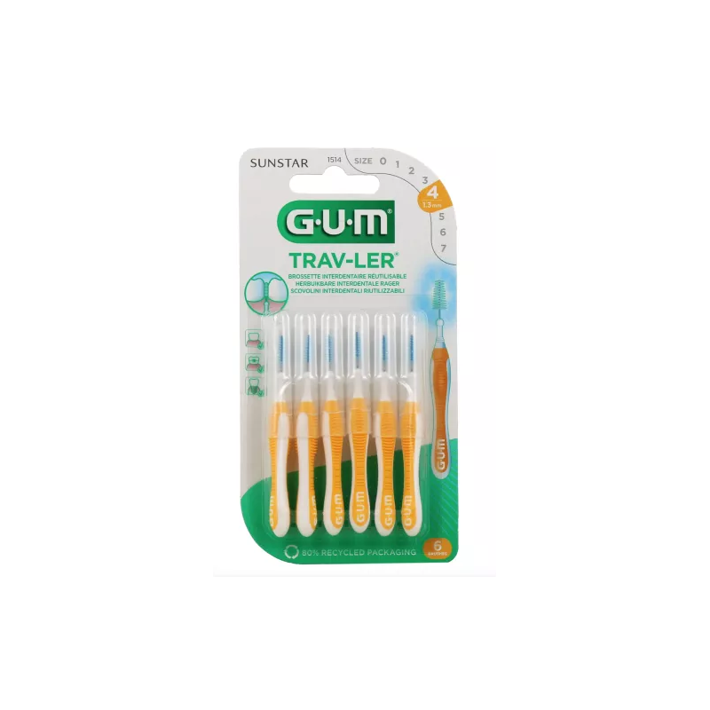 TRAV-LER BROSSETTES INTERDENTAIRES X 6 1.3mm GUM TRAV-LER BROSSETTES INTERDENTAIRES X 6 1.3mm GUM