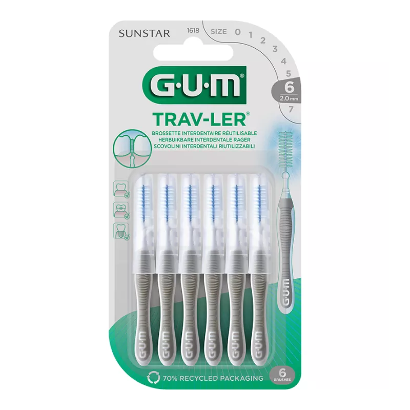 TRAV-LER BROSSETTES INTERDENTAIRES X 6 2mm GUM TRAV-LER BROSSETTES INTERDENTAIRES X 6 2mm GUM