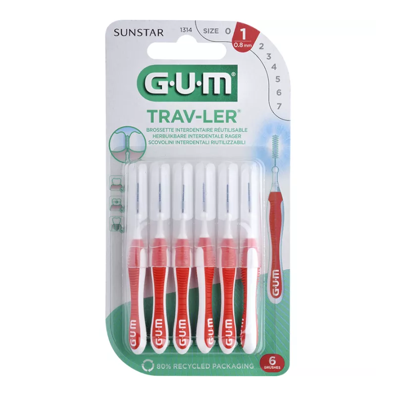 TRAV-LER BROSSETTES INTERDENTAIRES X 6 0.8mm GUM TRAV-LER BROSSETTES INTERDENTAIRES X 6 0.8mm GUM