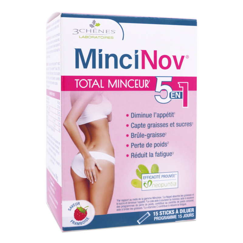 MINCINOV TOTAL MINCEUR 5 en 1 - 15 STICKS à diluer 3CHENES MINCINOV TOTAL MINCEUR 5 en 1 - 15 STICKS à diluer 3CHENES