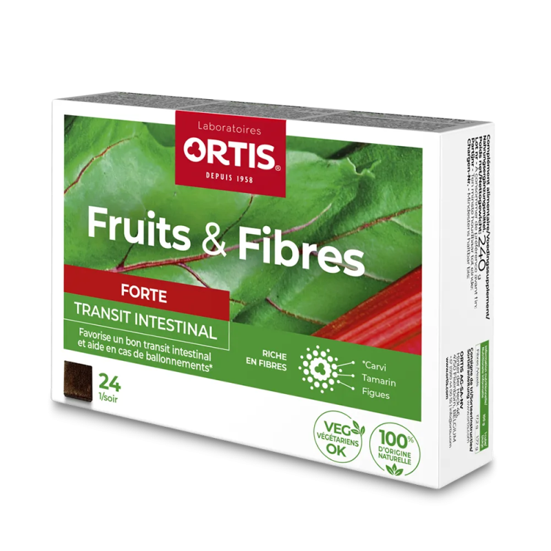FRUITS & FIBRES FORTE TRANSIT INTESTINAL 24 CUBES ORTIS