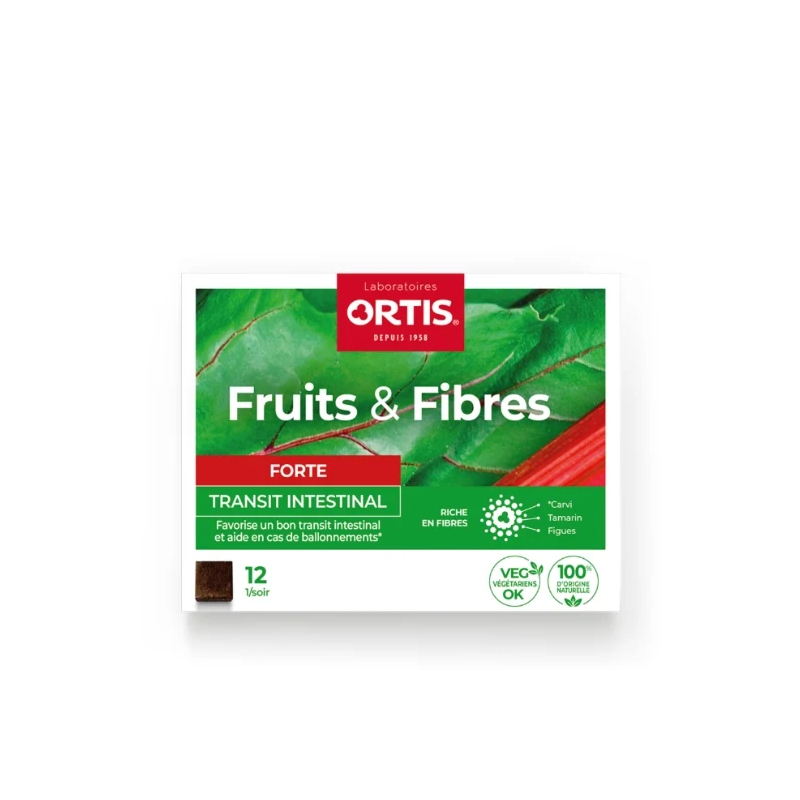 FRUITS & FIBRES FORTE TRANSIT INTESTINAL 12 CUBES ORTIS
