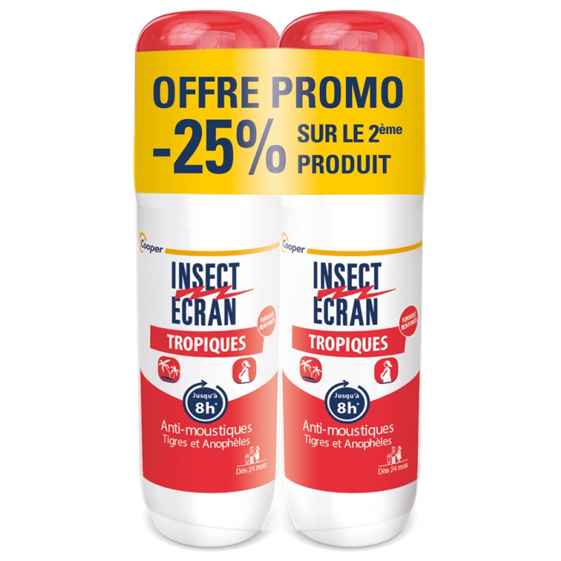 INSECT ECRAN SPRAY SPECIAL TROPIQUES LOT DE 2 X 75ML COOPER INSECT ECRAN SPRAY SPECIAL TROPIQUES LOT DE 2 X 75ML COOPER