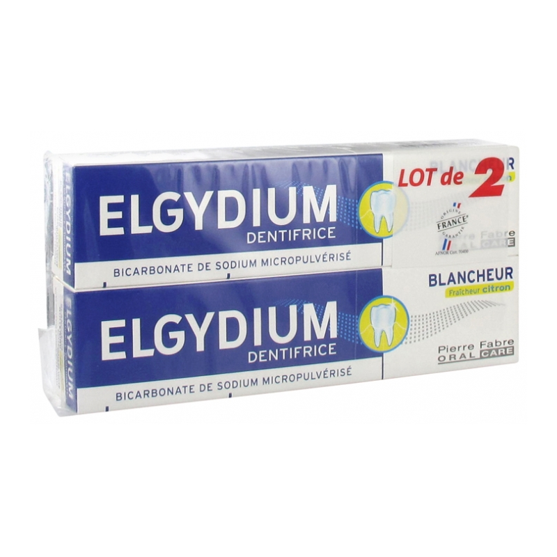 DENTIFRICE BLANCHEUR CITRON LOT DE 2X75ML ELGYDIUM DENTIFRICE BLANCHEUR CITRON LOT DE 2X75ML ELGYDIUM