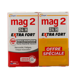 MAG 2 EXTRA FORT 360MG 24H NERVOSITÉ FATIGUE LOT DE 2 X 45 COMPRIMES COOPER
