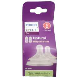 NATURAL RESPONSE TETINES LIQUIDES EPAISSIS DEBIT 6 SILICONE X2 - 6 MOIS+ AVENT