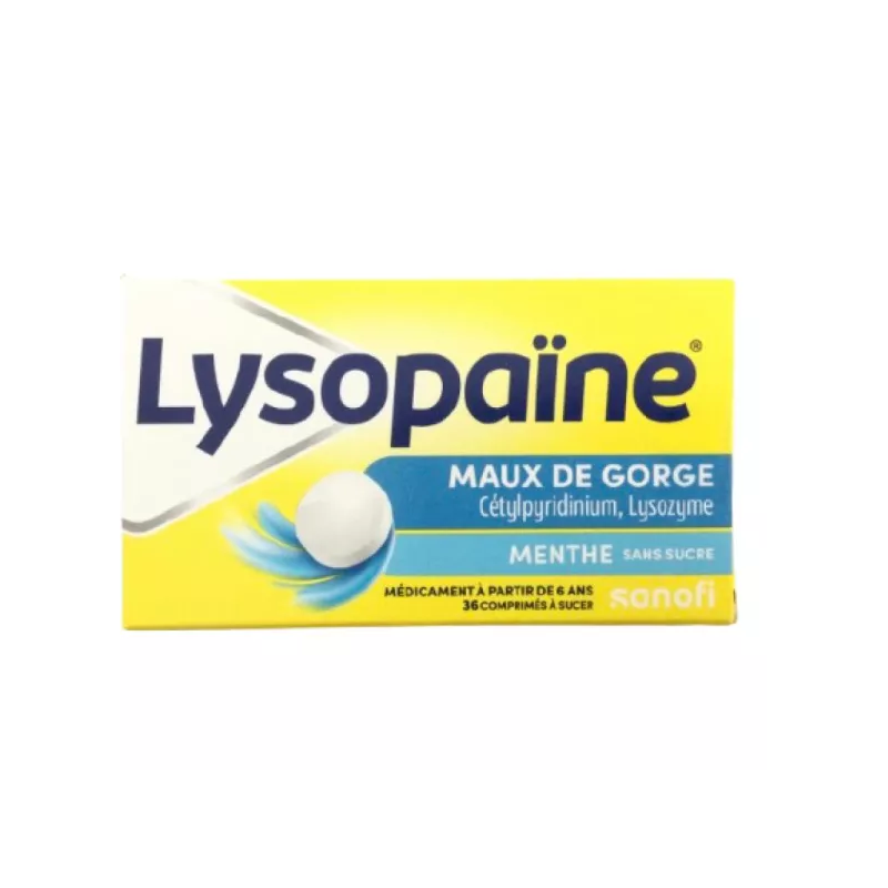 LYSOPAINE MENTHE SANS SUCRE MAUX DE GORGE APHTES SANOFI LYSOPAINE MENTHE SANS SUCRE MAUX DE GORGE APHTES SANOFI