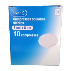COMPRESSES OCULAIRES STERILES 6x8CM X10 ALVITA