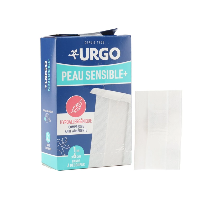 PANSEMENTS PEAUX SENSIBLES+ BANDE 1M X 6CM URGO