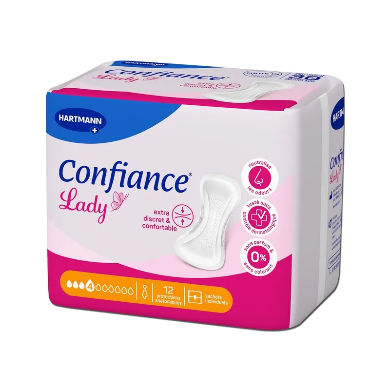 CONFIANCE LADY 12 PROTECTIONS ABSORBANTES TAILLE 4 GOUTTES HARTMANN